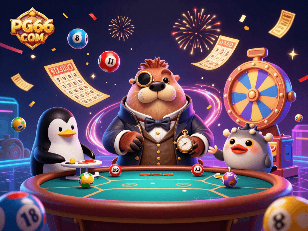 Experience the thrill of PG66 COM with a vibrant underwater poker scene featuring engaging characters and dynamic gambling elements.