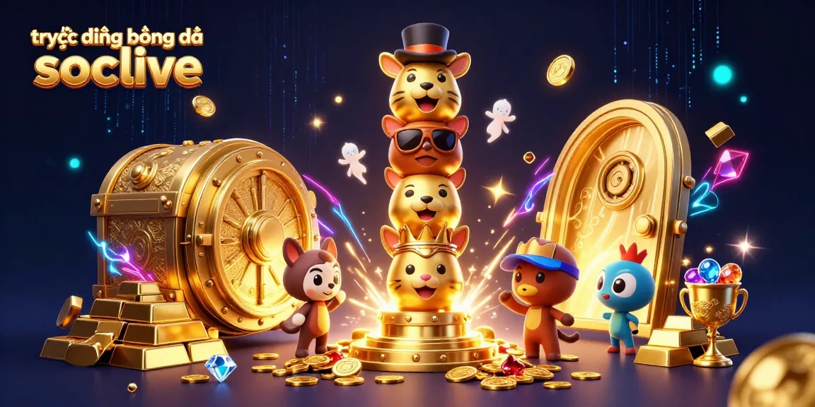 Bet on trực tiếp bóng đá socolive with the animated golden totem and vibrant casino elements.