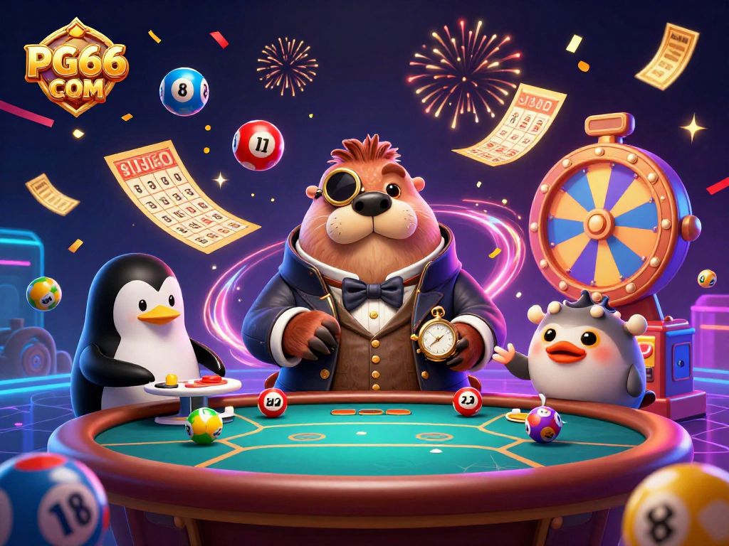 Experience the thrill of PG66 COM with a vibrant underwater poker scene featuring engaging characters and dynamic gambling elements.