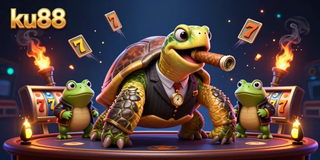 Engage with thrilling games at ku88 using captivating characters and casino elements in an exciting scene.