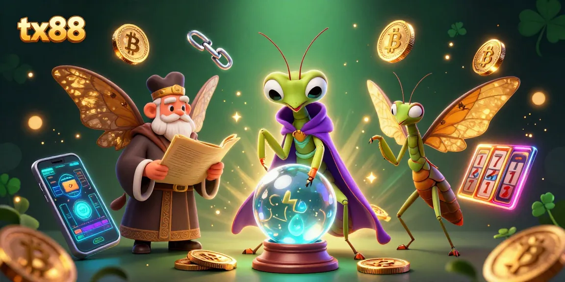 Engage with tx88's vibrant slot games, featuring mystical fortune tellers and crypto elements.
