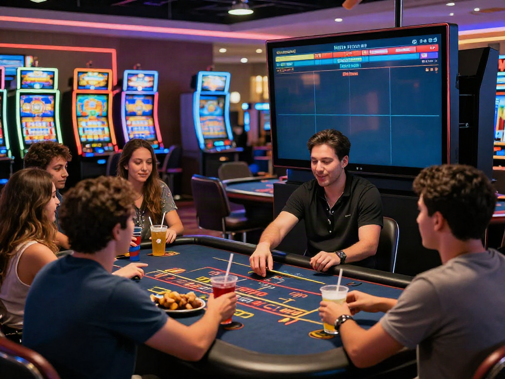 Online gaming excitement at GEM88 with friends enjoying various casino games.