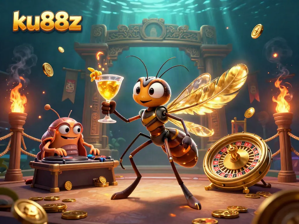 Experience the thrill of ku88z with a lively casino scene featuring unique characters and a vibrant atmosphere.