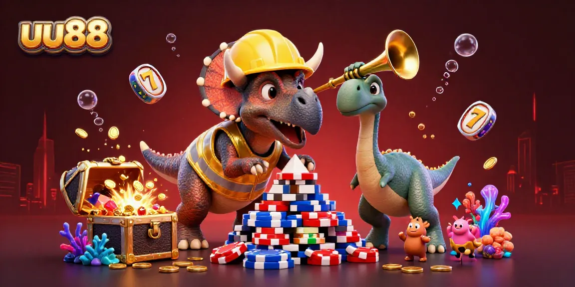 Experience exciting gameplay at uu88 with a vibrant casino-themed underwater illustration featuring poker chips.