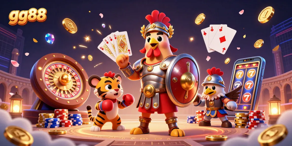 Engage in thrilling gameplay with gg88, featuring an immersive casino scene rich with coin cascades and vibrant game elements.