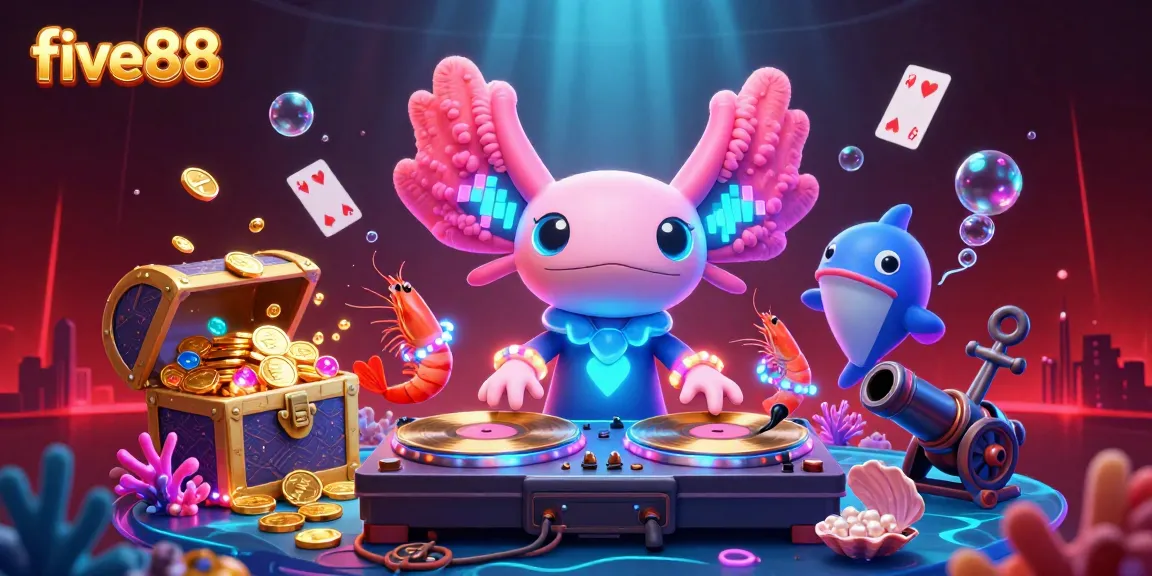 Experience an exciting underwater casino scene with five88 featuring vibrant characters and lively elements.