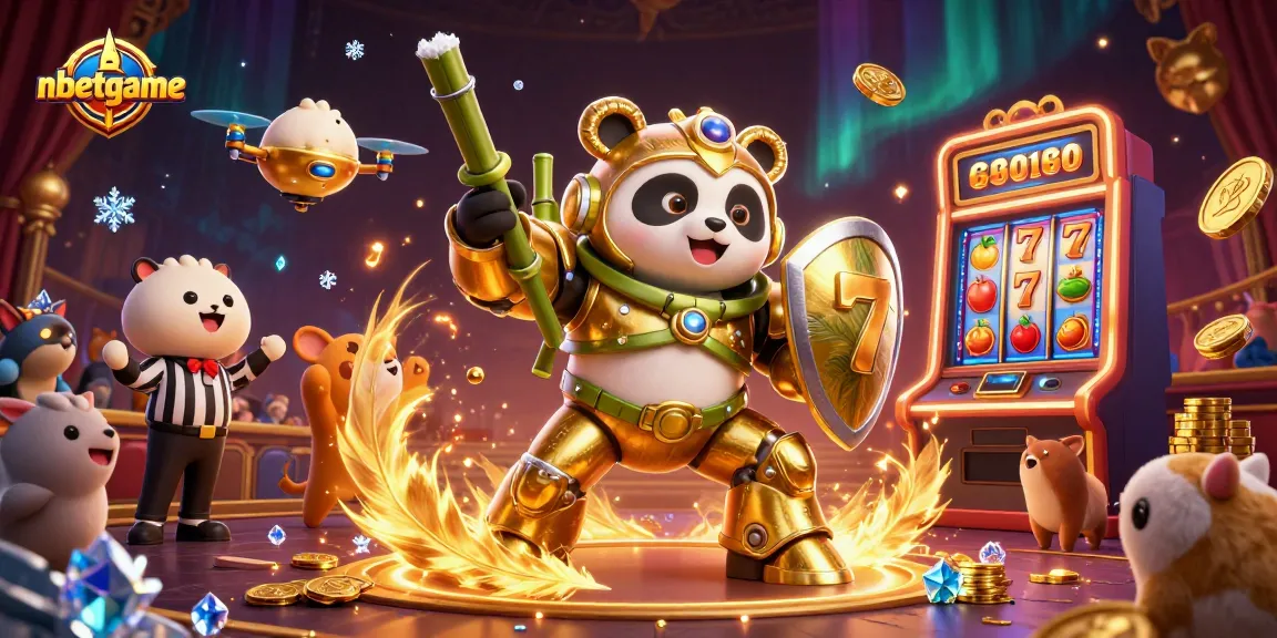 Engage with nbetgame's vibrant casino experience featuring a golden panda battling in a dynamic gaming arena.