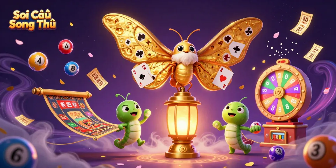 Soi Cầu Song Thủ captures the thrill of lottery gaming with colorful balls, vibrant prizes, and magical energy.