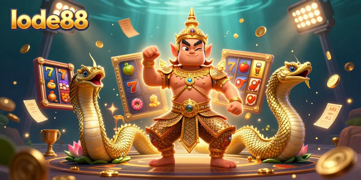 Experience the thrill of lode88 slots in a vibrant Thai-inspired 3D casino scene.