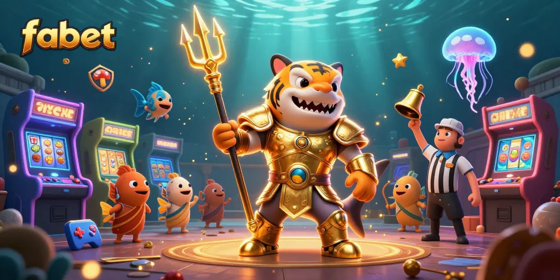 Engage with fabet's thrilling underwater casino featuring a tiger shark and vibrant game elements.
