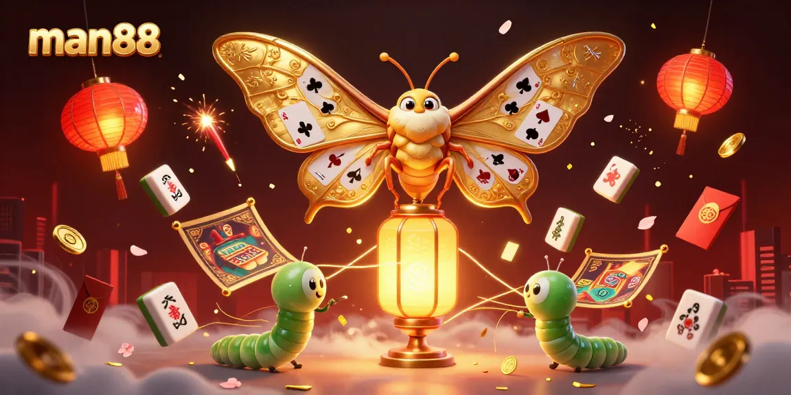 Experience thrilling casino scenes with man88 through vibrant 3D illustration of lucky symbols.