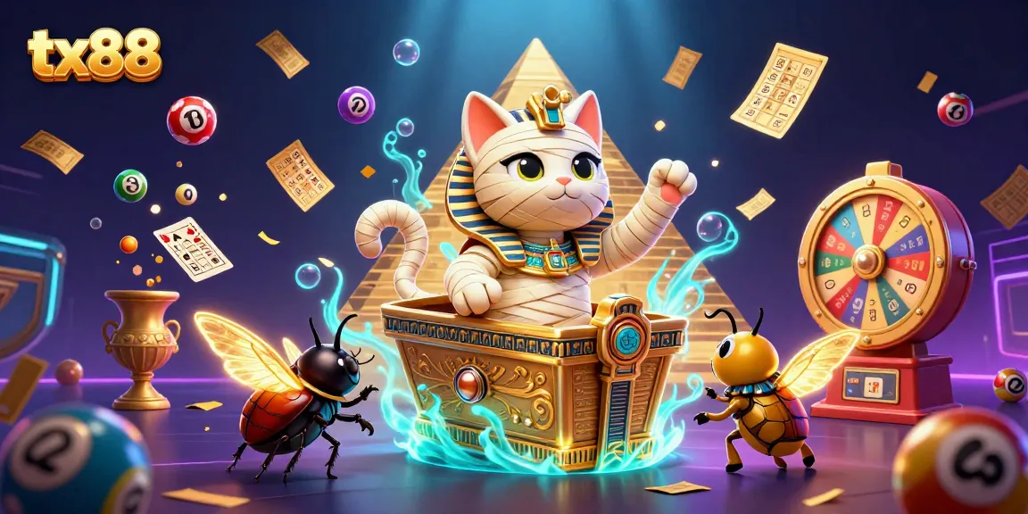 Generate winning luck at tx88 with a vibrant casino scene featuring unique characters and dynamic elements.