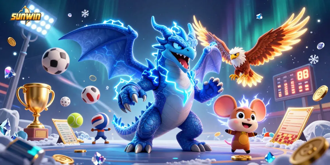 Experience thrilling bets with sunwin in a captivating 3D casino illustration featuring dynamic sports action.