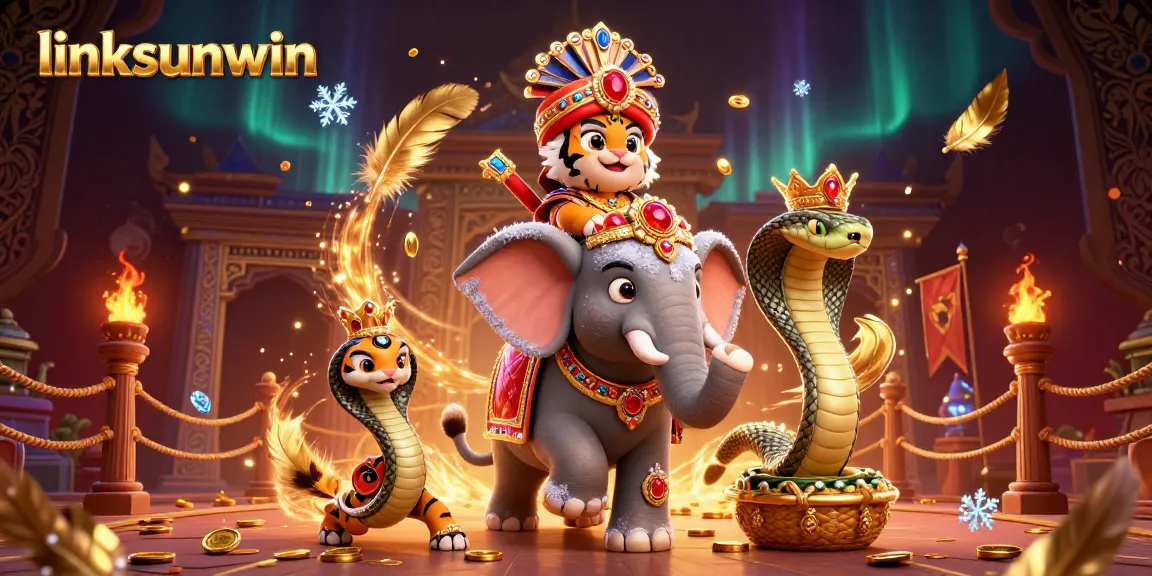 Join the action at linksunwin with a vibrant illustration of a tiger maharaja in a casino adventure.